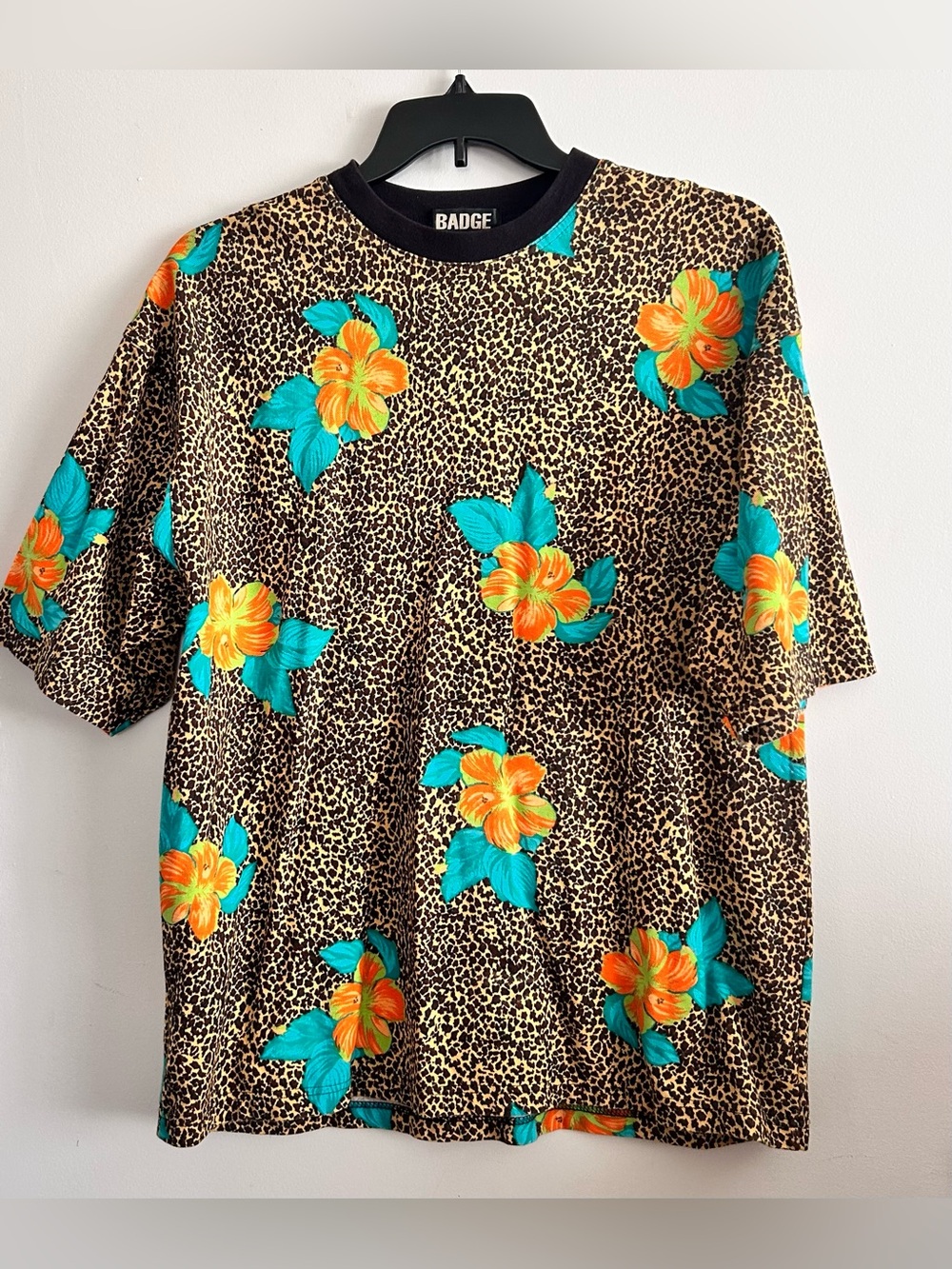 Vintage Y2K Hawaiian Floral Animal Print Crewneck Graphic Shirt Multi Size L/XL